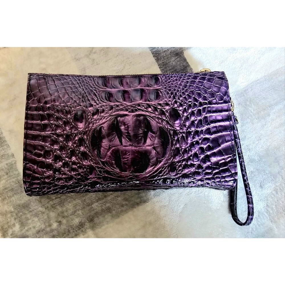 Brahmin Purple Croc-Embossed Wristlet Clutch - Picture 3 of 8